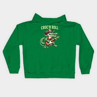 Funny Croc'n Roll Crocodile with Guitar Kids Hoodie